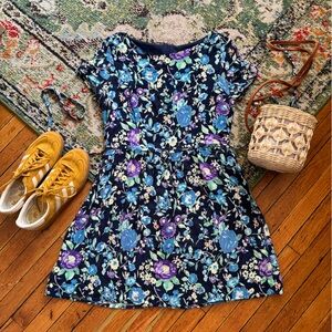 Vintage Floral Dress - Blue and Purple